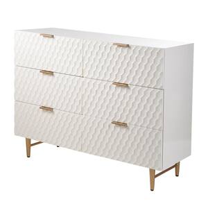 Lexi Cream/Gold Six Drawer Accent Cabinet