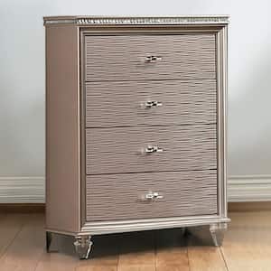 16.5 in. Gold 4-Drawer Wooden Tall Dresser Chest of Drawers