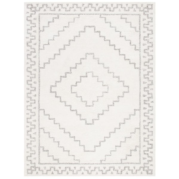 SAFAVIEH Casablanca Ivory/Gray 10 ft. x 14 ft. Border Moroccan Area Rug