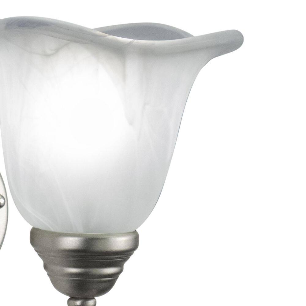 Bella Brushed Nickel Vanity Light with Alabaster Glass Shade