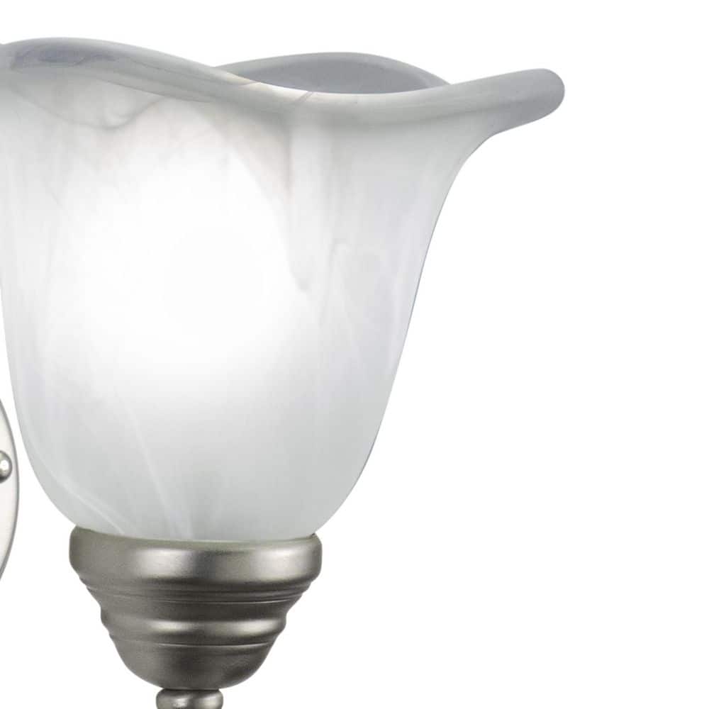 Bella Brushed Nickel Vanity Light with Alabaster Glass Shade