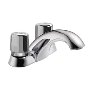 Commercial 2-Handle Metering Utility Faucet in Chrome