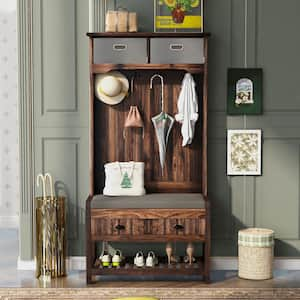 Reviews for Home Decorators Collection Wilmington Walnut Brown Finish Wood Hall Tree with Bench and Storage 36 in. W x 74 in. H Pg 4 The Home Depot