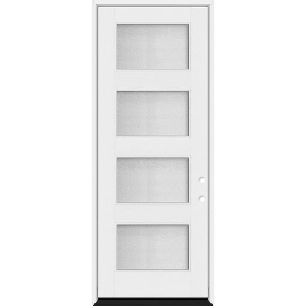 Palisade 36 in. x 96 in. 4L MicroGranite Impact Glass LHIS Unfinished Fiberglass Prehung Front Door with 4-9/16 Jamb