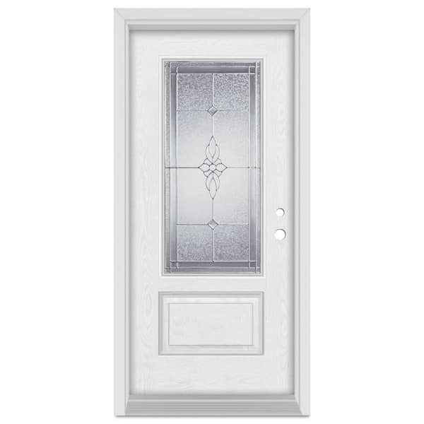 Stanley Doors 32 in. x 80 in. Victoria Left-Hand 3/4 Lite Zinc Finished Fiberglass Oak Woodgrain Prehung Front Door