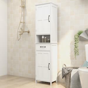 15.75 in. W x 11.81 in. D x 64.96 in. H White MDF Freestanding Linen Cabinet with 2-Doors and Adjustable Shelf