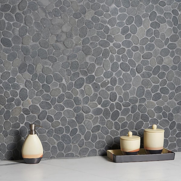 Countryside Sliced Round 11.81 in. x 11.81 in. Black Lava Floor and Wall Mosaic (0.97 sq. ft. / sheet)