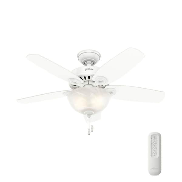 Hunter Builder 42 in. Indoor Snow White Bowl Ceiling Fan With LED Light Kit and Remote