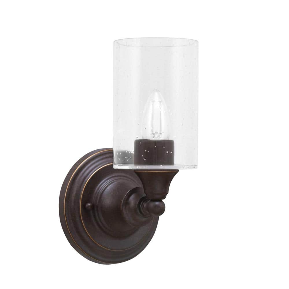 Fulton 1-Light Dark Granite Wall Sconce, 4 in. Clear Bubble Glass