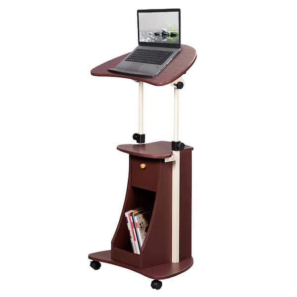 Techni Mobili 22 in. Corner Chocolate 1 Drawer Laptop Desk with Adjustable Height Feature