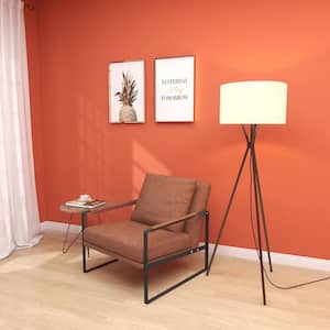 64.25 in. Matte Black Indoor Floor Lamp with White Fabric Shade