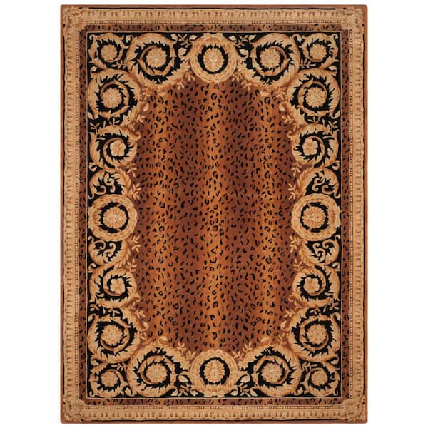 Naples 10 ft. x 14 ft. Black/Gold Spotted Floral Area Rug