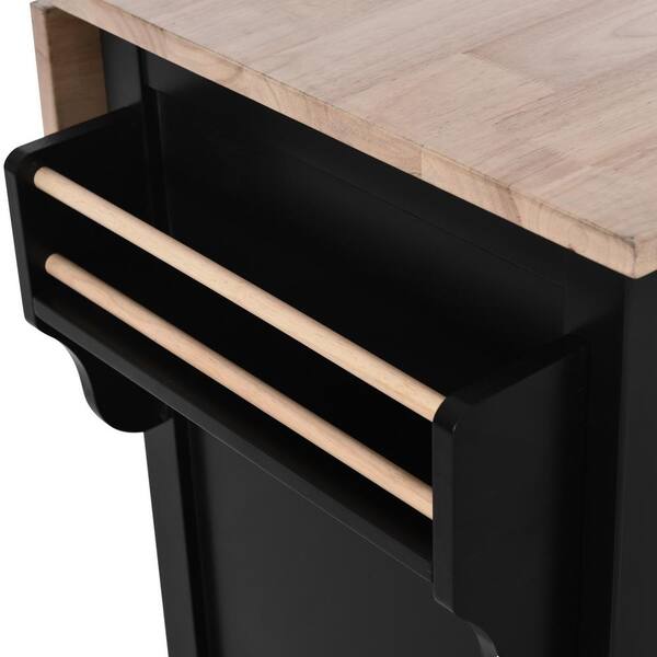 Nestfair Black Modern Kitchen Island with Storage Cabinet and Two Locking  Wheels CKK6670B - The Home Depot