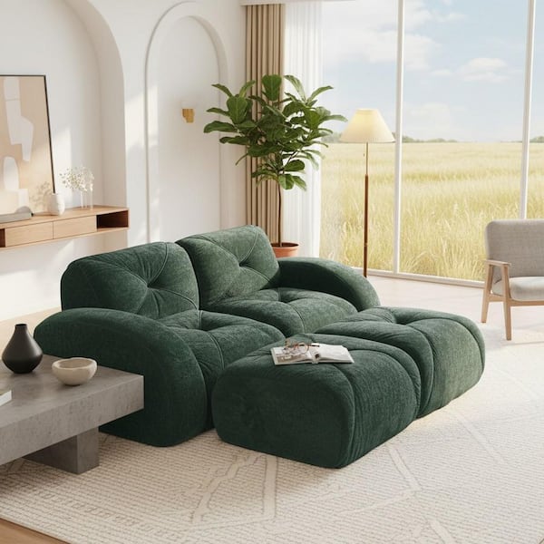 Homy Casa SAND 80.3 in. Oversize U-Shape Modular Velvet 2-Seat