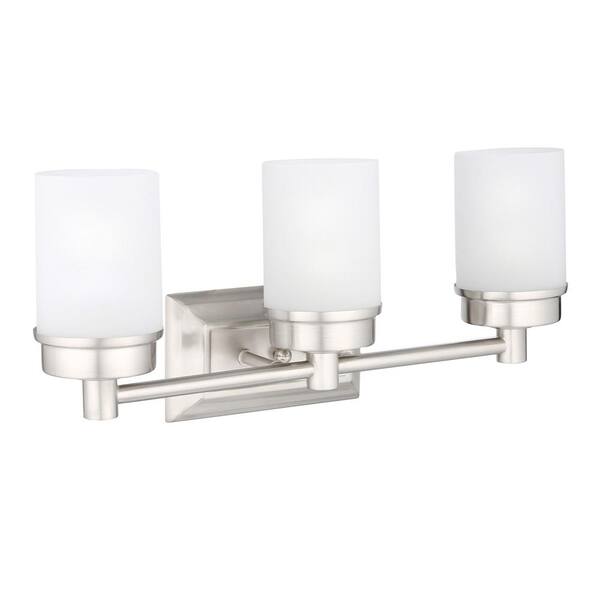 Telford 12 in. 3-Light Brushed Nickel Bathroom Vanity Light Frosted sold Glass Shade