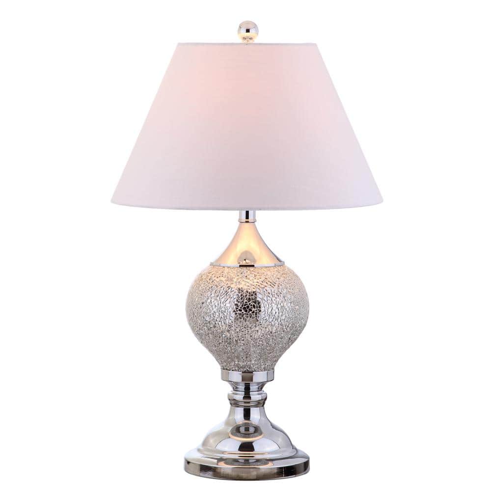 Louise 27" Mirrored Chrome Table Lamp with White Shade