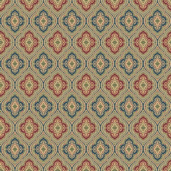 The Wallpaper Company 56 sq. ft. Blue and Red Traditional Paisley Wallpaper-DISCONTINUED