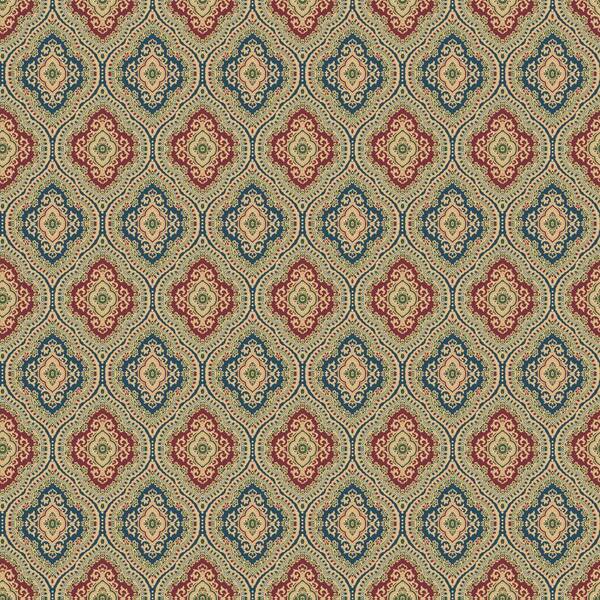 The Wallpaper Company 8 in. x 10 in. Blue and Red Traditional Paisley Wallpaper Sample-DISCONTINUED