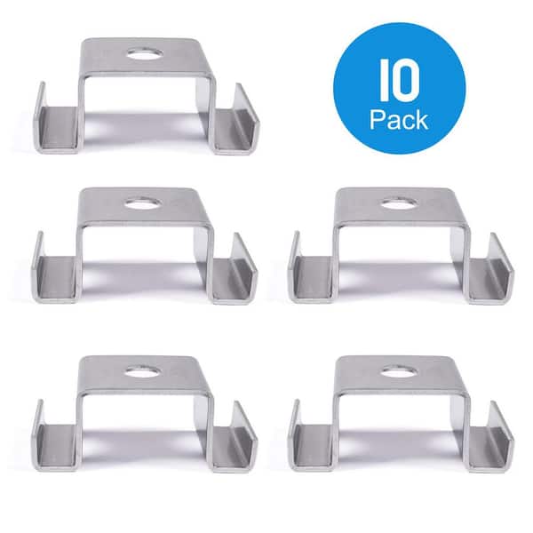 Wellco Stainless Steel M-Clamp, Composite Grating Clip, Connector, for 1 in. Height Grating, 10-Pack, Deck Tile, Gray