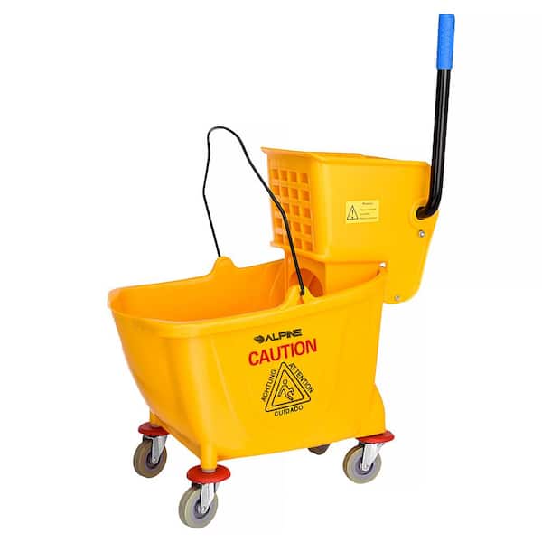 Alpine Industries 36 Qt. Yellow PVC Mop Bucket with Side Wringer