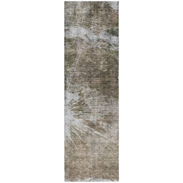 Dream Shag Premium Machine Washable Abstract ADS719 Taupe 2 ft. x 7 ft. Runner Rug