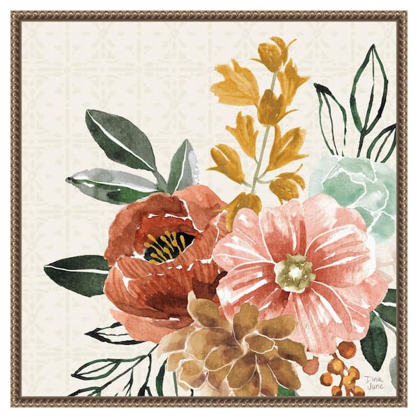 Amanti Art Chic Flowers by Dina June 1-Piece Floater Frame Canvas Giclee Nature Art Print 22 in. x 22 in.