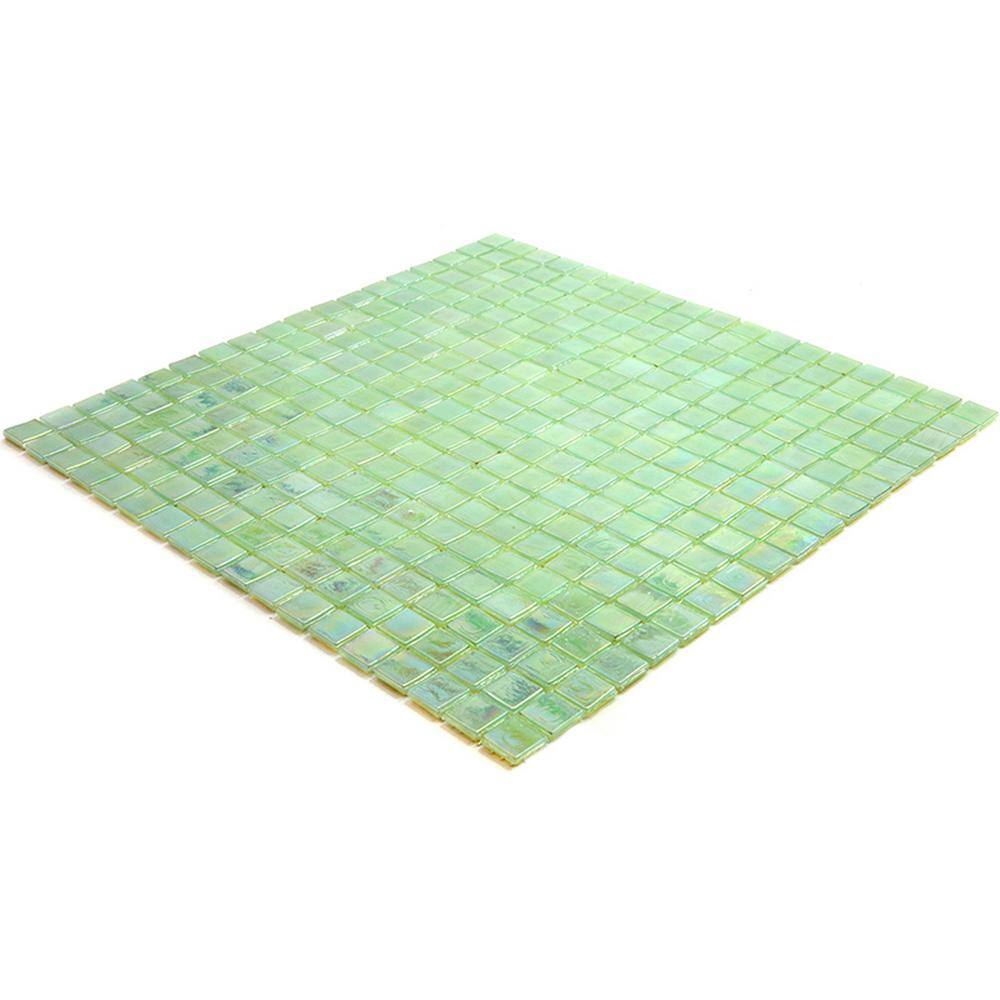 Ultramarine Green Iridescent Glass Mosaic Wall and Floor Tile