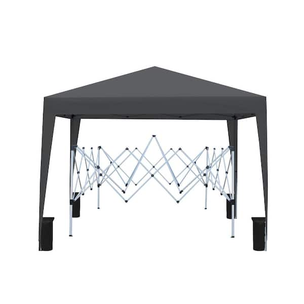 10 ft. x 10 ft. Black Outdoor Gazebo Canopy Tent with 2 Removable Sidewall, Zipper, Windows, 4pcs Weight Sand Bag