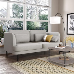 Clemency 66.5 in. W Flared Arm Line Fabric Upholstered Contemporary 2-Seater Straight Sofa in Gray