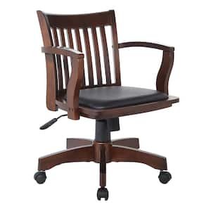 Bankers Series Espresso Faux Leather Seat Bankers Chair with Swivel and Height Adjustment