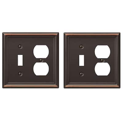 Amerelle Ascher 2 Gang 1 Toggle And Duplex Steel Wall Plate Aged Bronze Pack - Elumina Wall Plate Aged Bronze Amerelle Ascher 2 Gang 1 Toggle And Duplex Steel Wall Plate Aged Bronze Pack - Elumina Wall Plate Aged Bronze
