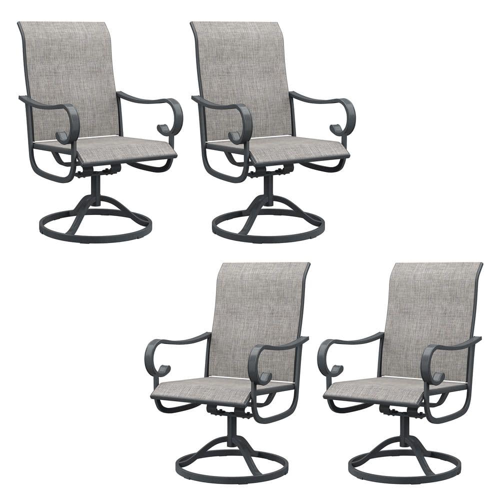 Outdoor Patio Swivel Dining Chairs Set of 4 with Rust-Resistant Metal Frame and Gray Breathable Textilene Fabric price history on PriceWatchPro