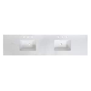 Oderzo 84 in. W x 22 in. D Engineered Stone Composite White Rectangular Double Sink Bath Vanity Top in Aosta White