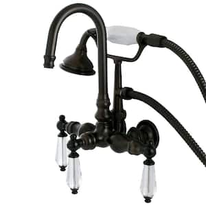 Crystal 3-Handle Claw Foot Tub Faucet with Handshower in Oil Rubbed Bronze