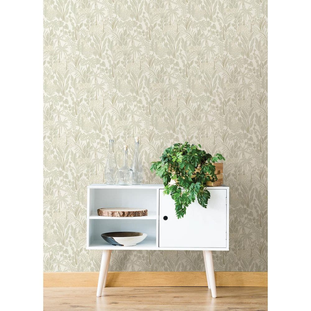 Taupe Jungle Tiger Peel and Stick Wallpaper Roll
