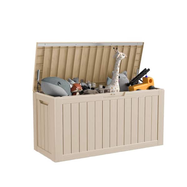 Unbranded 80 Gal.-Light Brown Resin Outdoor Storage Deck Box