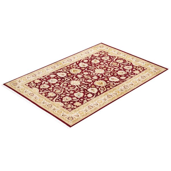 Mogul Traditional Red 4 ft. 2 in. x 6 ft. 4 in. Oriental Area Rug
