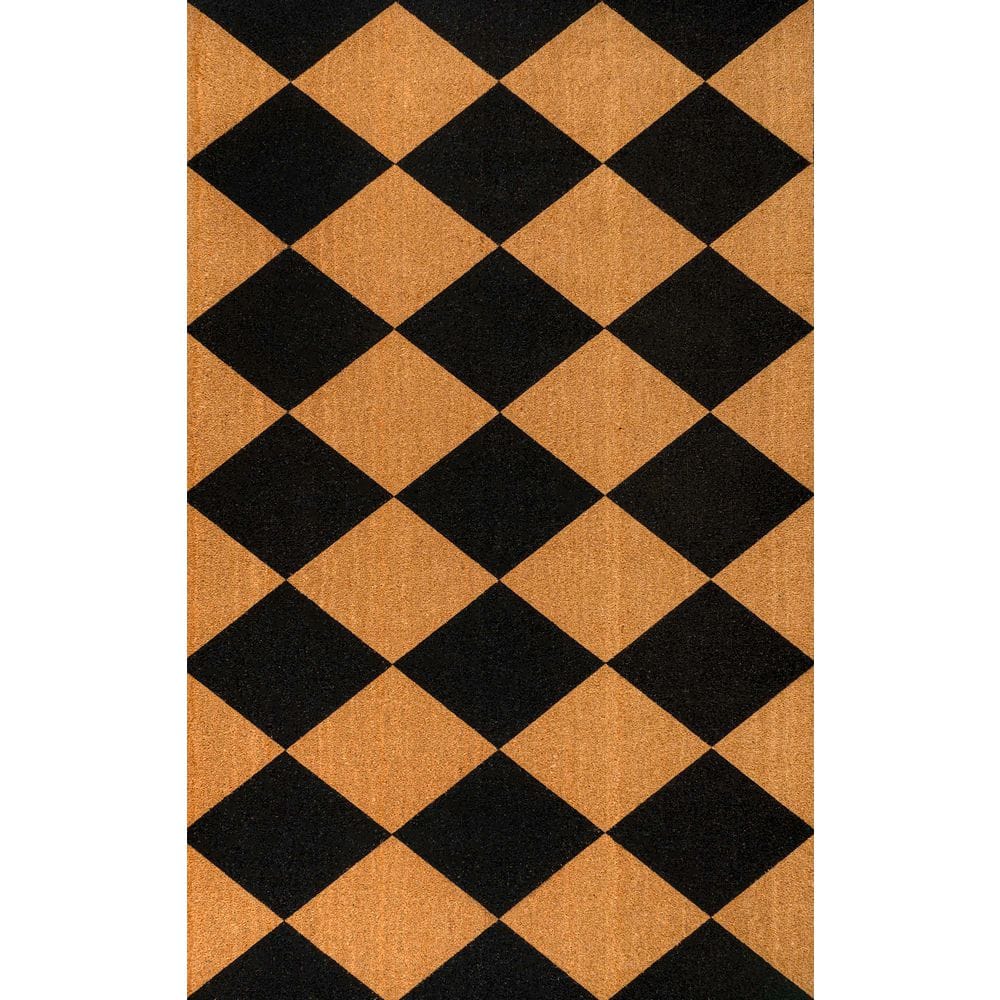 UPC 196868150329 product image for Paige Modern Classic Diamond-Patterned Coir Natural/Black 4 ft. x 6 ft. Indoor/O | upcitemdb.com