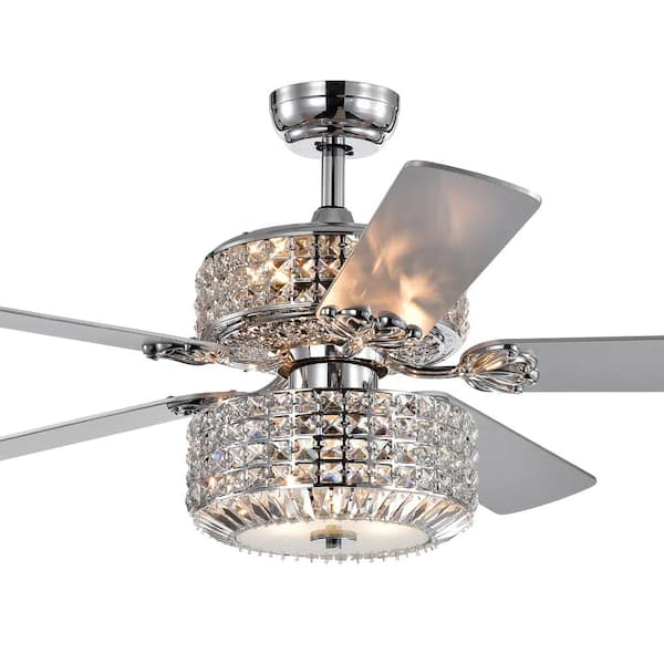 Warehouse of Tiffany Walter 52 in. Chrome Indoor Remote Controlled Ceiling Fan with Light Kit