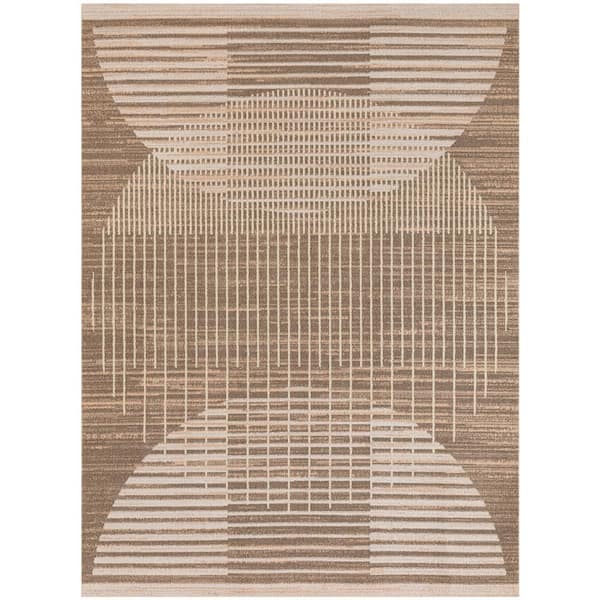 Nourison Astra Machine Washable Latte 5 ft. x 7 ft. Graphic Contemporary Area Rug