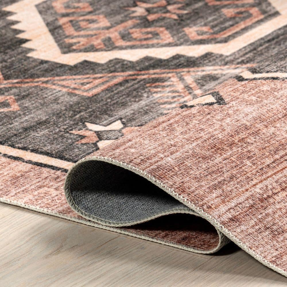 Lauren Liess Sagebrush Blush Geometric Washable Synthetic Area Rug 4' x 6'