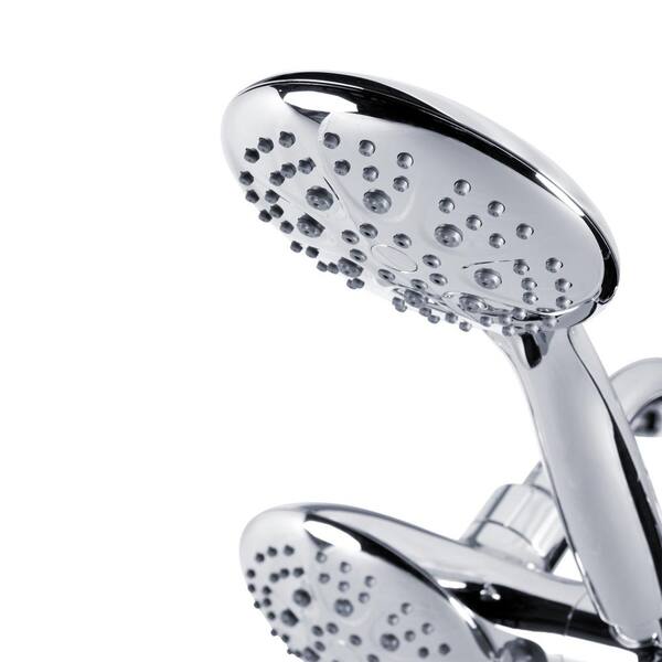 Fusion 5-Spray Pattern 2.5 GPM 5 in. Shower Wall Mount Dual Showerhead and Handshower in Chrome Fusion 5-Spray Pattern 2.5 GPM 5 in. Shower Wall Mount Dual Showerhead and Handshower in Chrome
