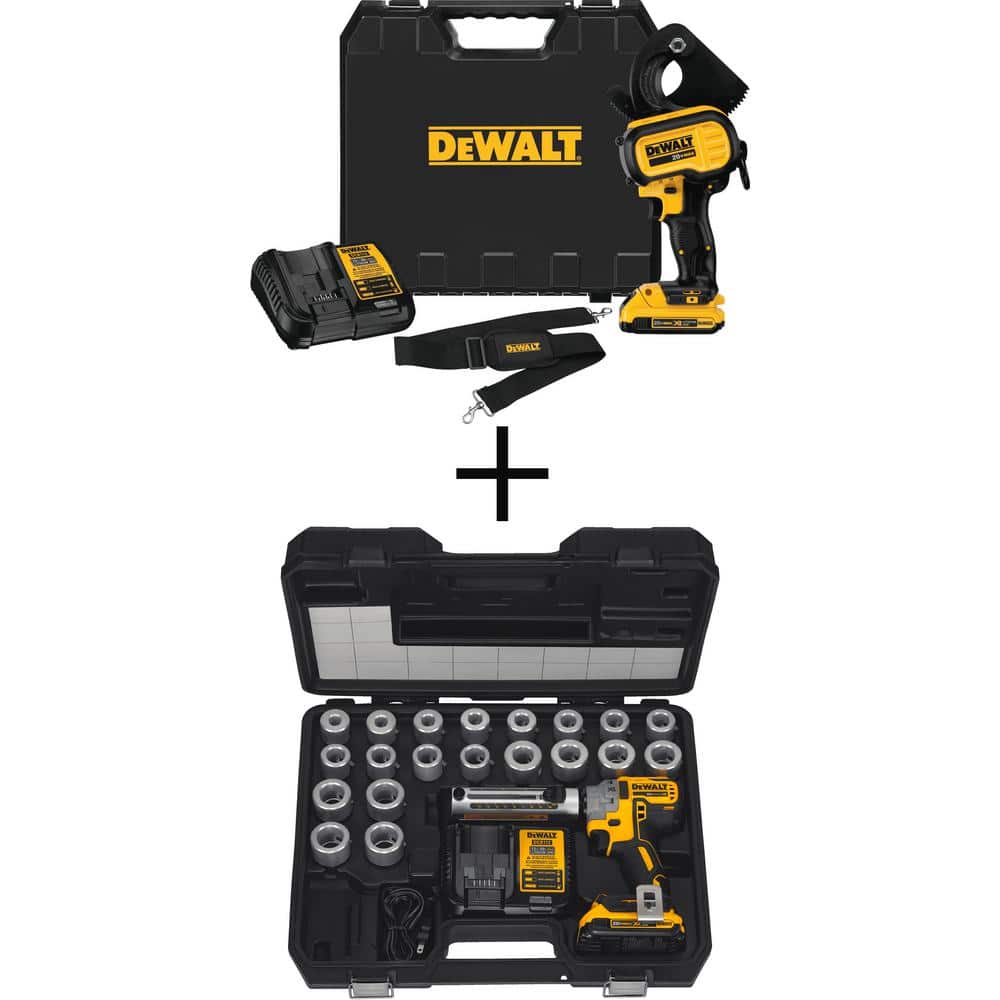DEWALT 20V MAX Cordless Electrical Cable Cutting Tool, Cordless Cable  Stripper Kit, (2) 20V 2.0Ah Battery, and Charger DCE150D1W151TD1 The Home  Depot