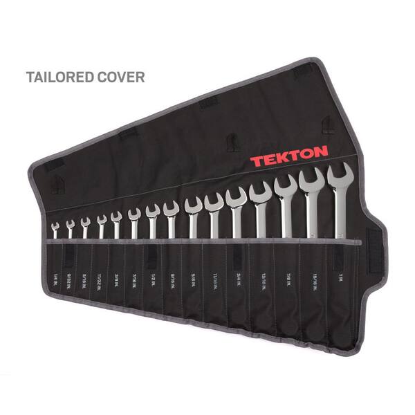 TEKTON 1/4-1 in. Combination Wrench Set with Pouch (15-Piece) WRN03293