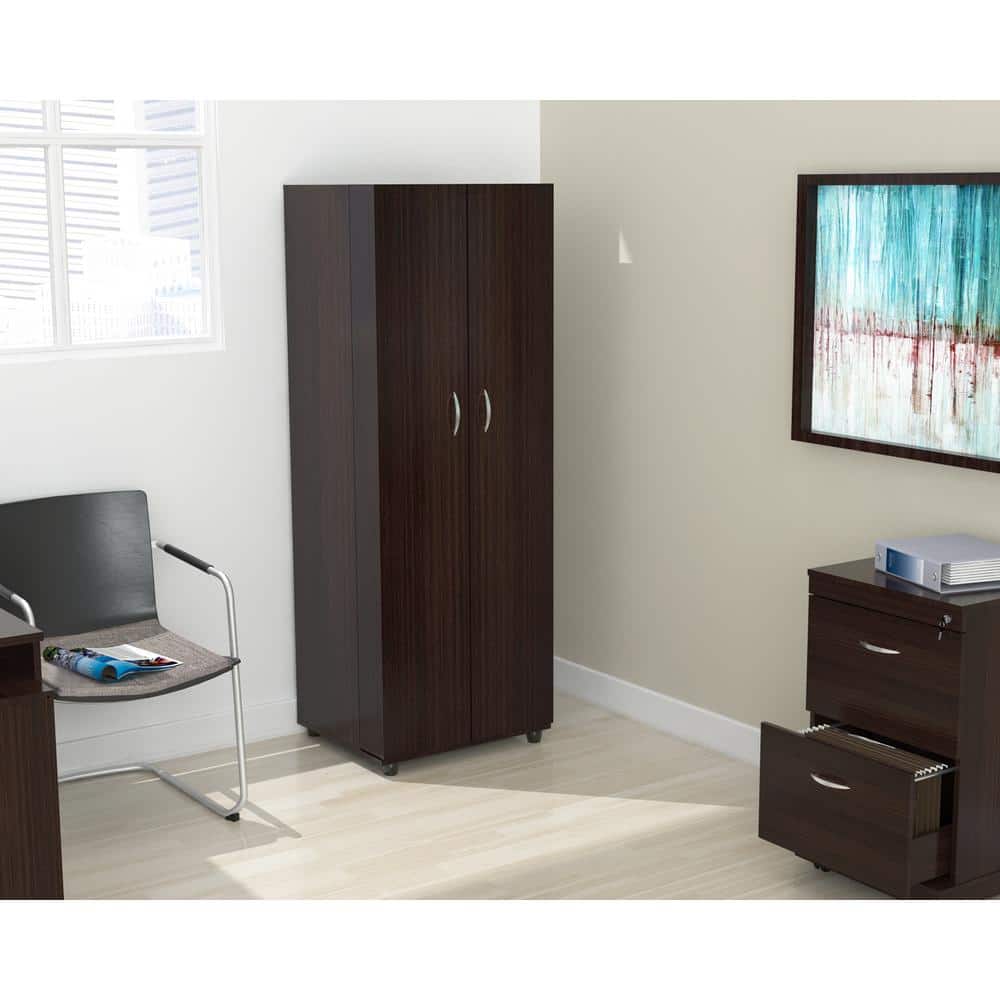 Espresso Laminate 2-Door 4-Shelf Kitchen Pantry Cabinet