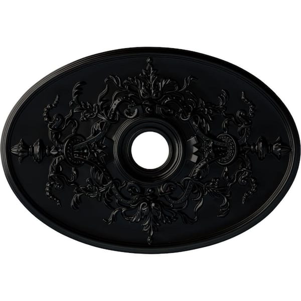 Ekena Millwork 1-5/8" x 30-3/4" x 21-1/4" Polyurethane Alexa Ceiling Medallion, Hand-Painted Jet Black