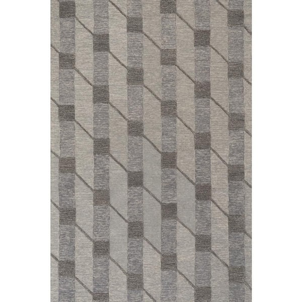 9 ft. x 12 ft. Blue Inette Modern Geometric Wool Indoor Area Rug