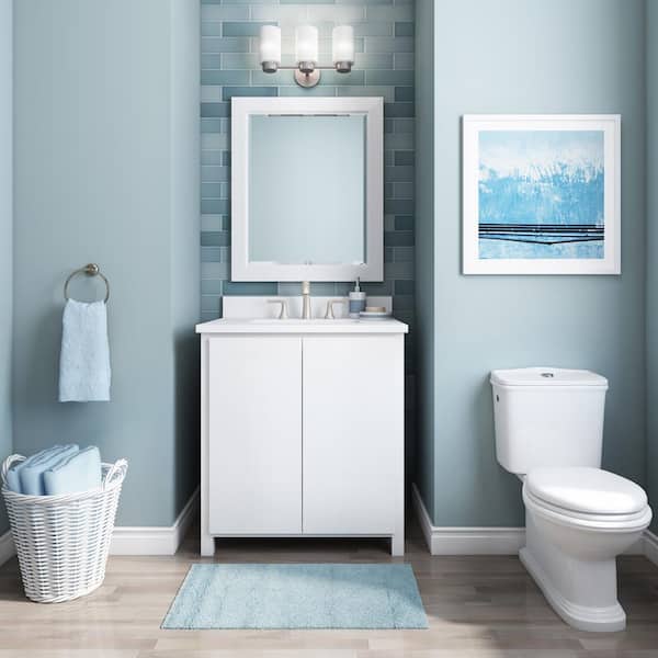 Home Decorators Collection Lanham 30 in. W x 22 in. D Vanity in White with Ceramic Vanity Top in White with White Basin