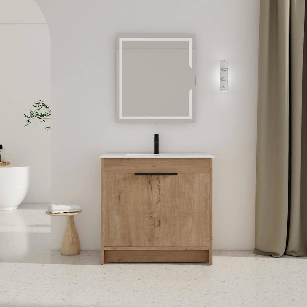 36 in. W x 18 in. D x 34 in. H Freestanding Single Sink Bath Vanity in Imit