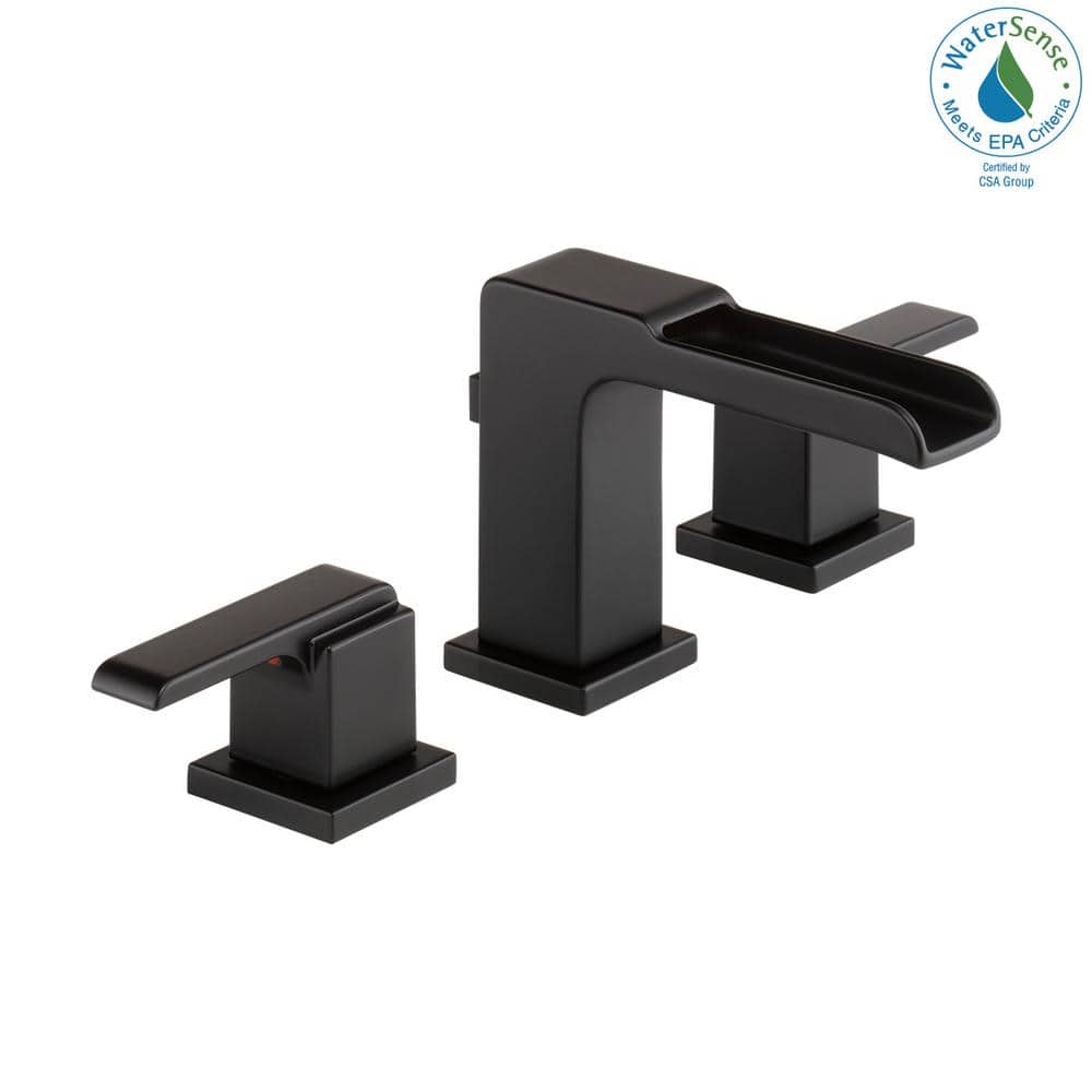 Matte Black Modern Widespread Bathroom Faucet with Drain Assembly